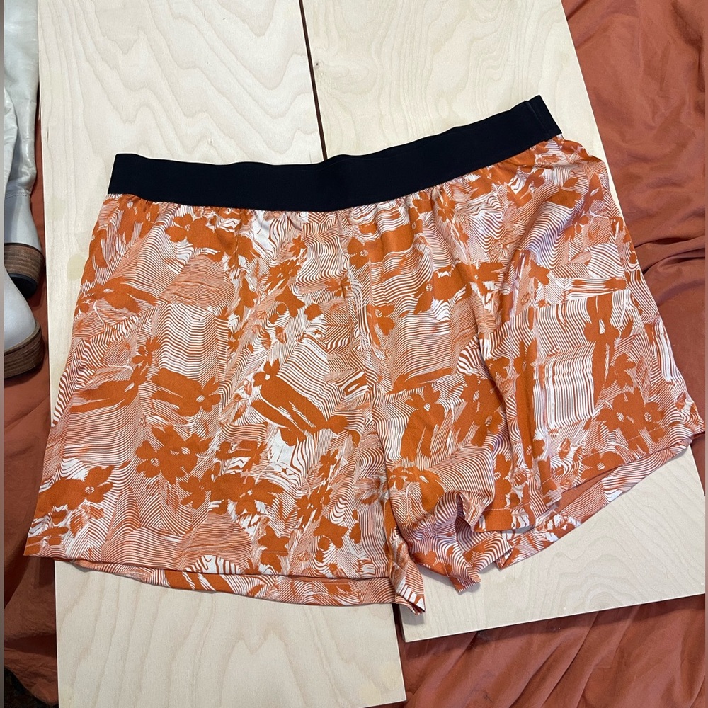 Open Edit Elastic Waist Orange and White Floral Shorts Size 2X Nordstrom - Picture 2 of 5